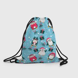 Рюкзак-мешок 3D Новогодние Пингвины