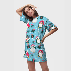 Платье-футболка 3D Новогодние Пингвины - фото 2