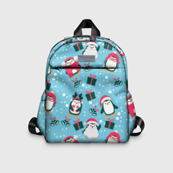 Детский рюкзак 3D Новогодние Пингвины