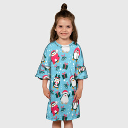 Детское платье 3D Новогодние Пингвины - фото 2