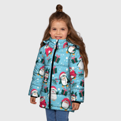 Зимняя куртка для девочек 3D Новогодние Пингвины - фото 2