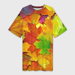 Платье-футболка 3D Осенние листья