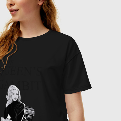 Женская футболка хлопок Oversize The Queen's Gambit, цвет черный - фото 3