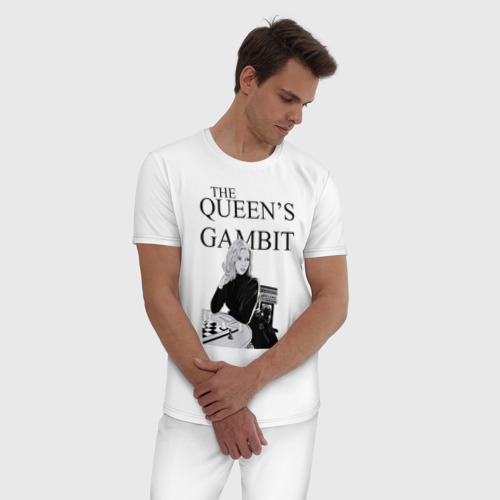 Мужская пижама хлопок The Queen's Gambit, цвет белый - фото 3