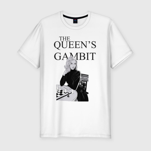 Мужская приталенная футболка из хлопка с принтом The Queen's Gambit, вид спереди №1