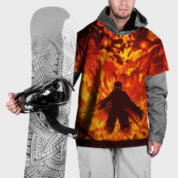 Накидка на куртку 3D Ренгоку Кенджуро в пламени Клинок рассекающий демонов
