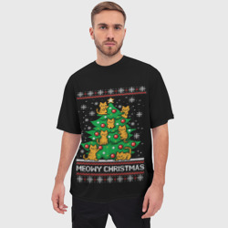 Мужская футболка oversize 3D Meowy christmas - фото 2