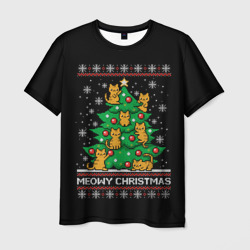 Мужская футболка 3D Meowy christmas