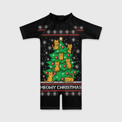 Детский купальный костюм 3D Meowy christmas