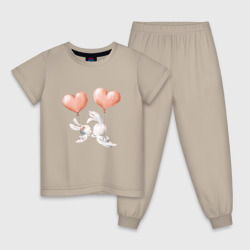 Детская пижама хлопок Пара влюбленных зайчиков 
