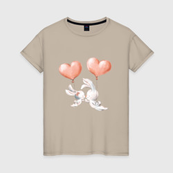 Женская футболка хлопок Пара влюбленных зайчиков 