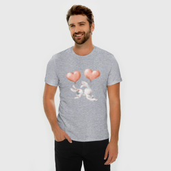 Мужская футболка хлопок Slim Пара влюбленных зайчиков  - фото 2