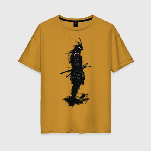 Женская футболка хлопок Oversize Теневой самурай, цвет горчичный