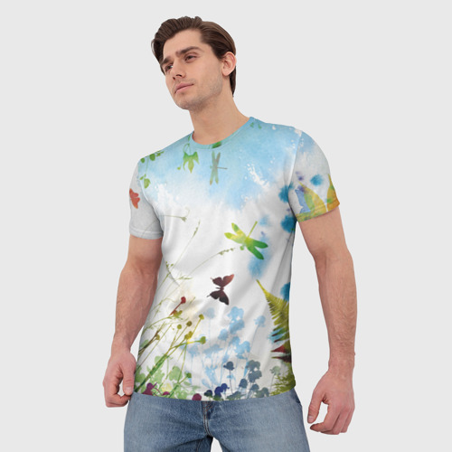 Мужская футболка 3D Summer акварель, цвет 3D печать - фото 3