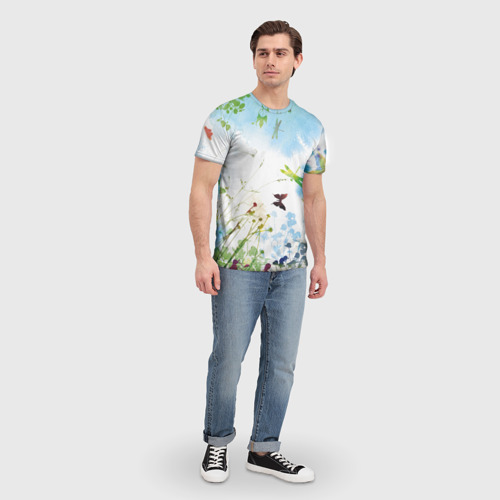 Мужская футболка 3D Summer акварель, цвет 3D печать - фото 5