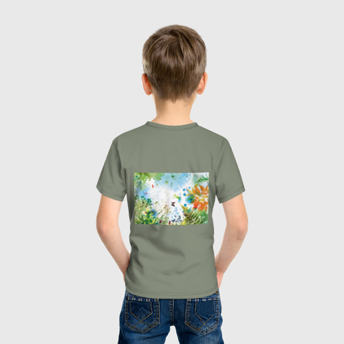 Детская футболка хлопок Summer акварель, цвет авокадо - фото 4