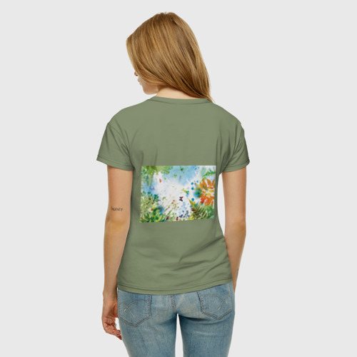 Женская футболка хлопок Summer акварель, цвет авокадо - фото 4