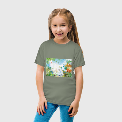 Детская футболка хлопок Summer акварель, цвет авокадо - фото 5