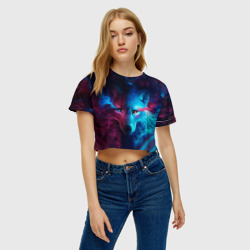 Женская футболка Crop-top 3D Звездный волк - фото 2