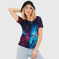 Женская футболка 3D Slim Звездный волк - фото 2