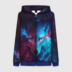 Женская толстовка 3D на молнии Звездный волк