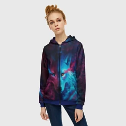 Женская толстовка 3D на молнии Звездный волк - фото 2