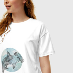 Женская футболка хлопок Oversize Акула-молот - фото 2