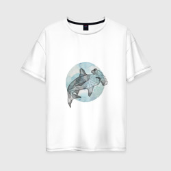 Женская футболка хлопок Oversize Акула-молот