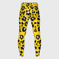 Тайтсы с принтом Желтый леопард для любого человека, вид сзади №1. Цвет основы: белый