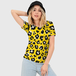 Женская футболка 3D Slim Желтый леопард - фото 2