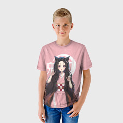 Детская футболка 3D Незуко розовый - фото 2