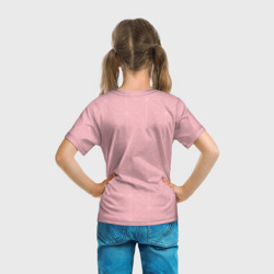 Футболка с принтом Незуко розовый для ребенка, вид на модели сзади №3. Цвет основы: белый