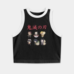 Женская укороченная майка-топ хлопок Клинок рассекающий демонов