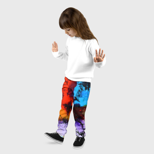 Детские брюки 3D с принтом Импрессия - абстракция - неон, фото на моделе #1