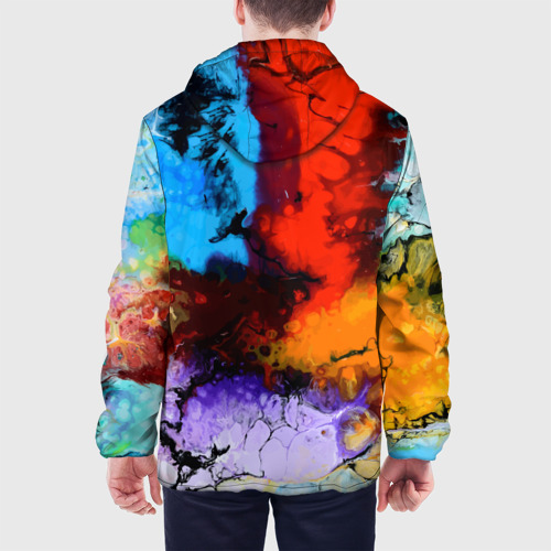 Мужская куртка 3D с принтом Импрессия - абстракция - неон, вид сзади #2