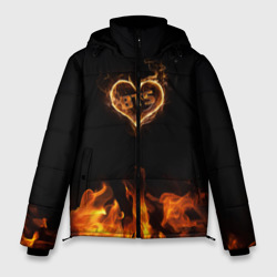 Мужская зимняя куртка 3D BTS сердце в пламени огня