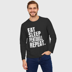 Мужской лонгслив oversize хлопок EAT sleep Pentakill repeat - фото 2