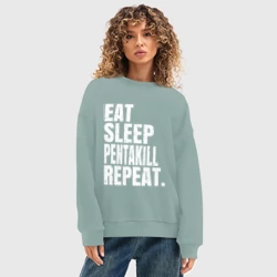 Женский свитшот oversize без начеса хлопок EAT sleep Pentakill repeat - фото 2
