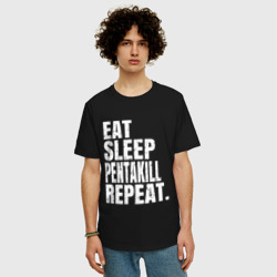 Мужская футболка хлопок Oversize EAT sleep Pentakill repeat - фото 2