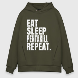 Мужское худи Oversize хлопок EAT sleep Pentakill repeat