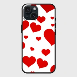 Чехол силиконовый для Apple iPhone 15 матовый Сердечки паттерн