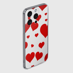 Чехол для iPhone 15 Pro Max силиконовый с защитой камеры Сердечки паттерн - фото 2