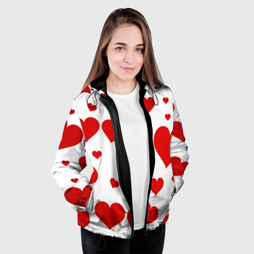 Женская куртка 3D Сердечки, цвет черный - фото 4