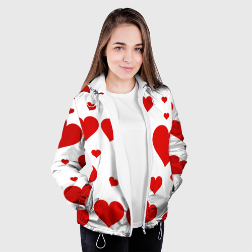 Женская куртка 3D Сердечки, цвет белый - фото 4