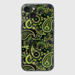 Чехол для iPhone 15 силиконовый с защитой камеры Молекулярный рисунок