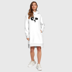 Платье с принтом Панда для женщины, вид на модели спереди №3. Цвет основы: белый