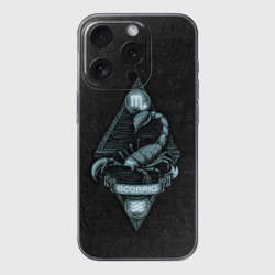 Чехол для iPhone 15 Pro Max силиконовый с защитой камеры Скорпион