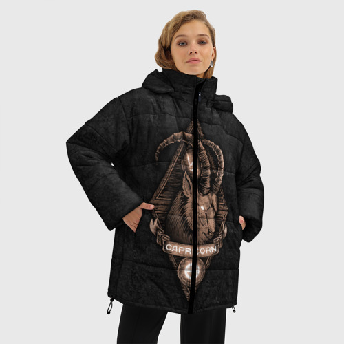 Женская зимняя куртка Oversize Козерог, цвет черный - фото 3