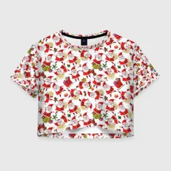 Женская футболка Crop-top 3D Дед Мороз Паттерн