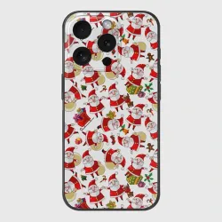 Чехол для iPhone 15 Pro силиконовый с защитой камеры Дед Мороз Паттерн